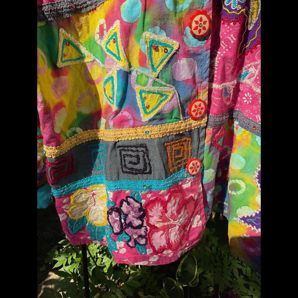 New Direction Vintage Patchwork Hippie, Boho Grandma Art to wear Jacket 14/16 - Picture 5 of 12